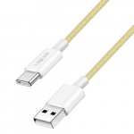 Logilink USB 2.0 tp-C kaabel, C/M A/M, polesterkang, 60W, kollane, 1 m