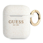 GUESS GUA2SGGEH AirPods 1/2 kate valge/valge Glitterist silikoonist