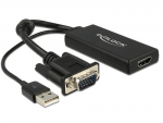Delock 0,25 m VGA+USB2.0-A/HDMI VGA (D-Sub) + USB musta vrvi