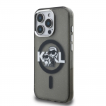 Karl Lagerfeld IML Glitter Karl ja Choupette Sketch MagSafe lekate iPhone'i 15 Pro jaoks / must