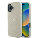 GUESS GUHMP16SPGHSMME iPhone 16 6.1" beowy/bee kvakott Grained Ring MagSafe