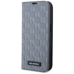 Karl Lagerfeld KLBKP14SSAKLHPG iPhone 14 / 15 / 13 6.1" raamaturiiul srebrny/hbedane Saffiano Monogrammiga