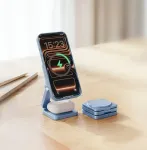Forcell AluFold Pro 3in1 Qi 2.2 25W Ultra-kiire juhtmevaba laadija iPhone'ile ja Samsungile, MagSafe'iga ja Apple Watchiga ning Samsung Watchiga hilduv, hekkasinine