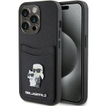 Karl Lagerfeld KLHCP15LSAPKCNPK iPhone 15 Pro 6.1" tarny/must kvakaaneline Saffiano Cardslot Karl AND Choupette Metal Pin