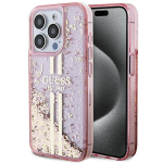 GUESS GUHCP15LLFCSEGP iPhone 15 Pro 6.1" rowy/pink hardcase Liquid Glitter Gold Stripes (kuldsed triibud)