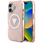 GUESS Etui IML Metal Glitter 4G Circle Triangle MagSafe do iPhone 16 rowy
