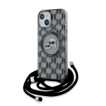 Karl Lagerfeld KLHMP15SHCKCKLCK iPhone 15 / 14 / 13 6.1" tarny/must hardcase IML Crossbody Monogram Karl AND Choupette Head MagSafe
