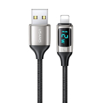 USAMS Kabel pleciony U78 vlk 1.2m LED 2.4A kiirlaadimine hbedane must SJ543USB02 (US-SJ543)