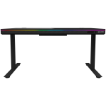 LORGAR Kahemootoriga istu-/tusatava krgusega mngulaua tkiri traadita laadijaga, RGB-valgustusega, juhtpaneeliga ja USB-portidega, massiivne karastatud klaasist tpind, must.