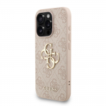 GUESS PU 4G Metallist Logo Rihm Kate iPhone'i 15 Pro jaoks / Roosa