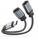 SWISSTEN Swissten Textile USB-C Audio Charging Adapter 2x USB-C 0.12m