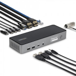 StarTech.com Kolm-monitoriga USB-C dokk, 140W slearvuti laadimise vimalusega, MacBook Pro ja Windows jaoks, 4K 60Hz HDMI vi DisplayPort, TAA