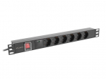 LANBERG PDU 19" 1U 16A 5x Schuko 2m must voolukaitsme riba