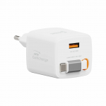 Swissten SlideCHARGE laadija GaN 45W USB-A 18W koos sisutavaga USB-C kaabliga 0,75m valge