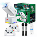 Riff HCS350 PLUS 4in1 nutika videoprojektor sisemiste mngudega / x2 juhtmeta konsoolid / x2 juhtmeta mikrofonid Valge