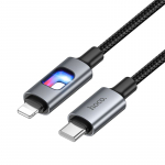 LED-kaabel USB C Lightning Hoco PD 27W 1,2 m U144 must