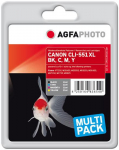 AgfaPhoto Ink B/C/M/Y 4x11 ml. APCCLI551XLSET, Pigment-based