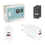 Movano GaN 20W USB-C PD + USB-A laadija (valge)