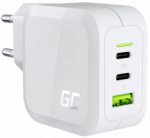 GREEN CELL 2x USB-C 1x USB-A 65W GaN valge