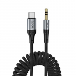 Kabeliga 3,5 mm AUX to USB-C Hoco 1,5 m UPA33B must kollane