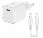 Swissten Vrgulaadija GaN USB-C 35W PD + Andmekabel USB-C - USB-C 1,2m