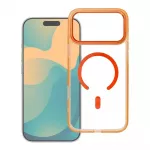 Case for iPhone 17 Pro / 18 Pro Frame Clear Hybrid Mag Cover compatible with MagSafe hermes orange