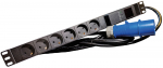 Lanview 19"" rack mount power strip, 1U, 16A with 6 x Danish type