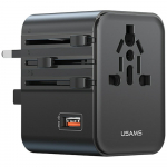 USAMS Reisilaadija adapter CC309 2xUSB-C 25W 4in1 US/AU/EU/UK must