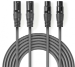Nedis Kabelis 2x XLR M - 2x XLR F 3m