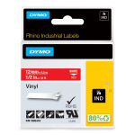 DYMO Rhino Label IND, Vinyl 12 mm x 5,5 m white to red
