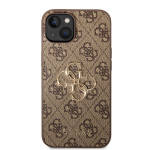 GUESS PU 4G Metallist Kaanembris iPhone'ile 14 / Pruun