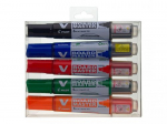 Pilot V-Board Master marker 5 tk, kaldotsaga must, sinine, roheline, oran, punane