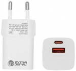 Extra Digital SC230341 GaN USB Type-C / USB Type-A 30W PPS White