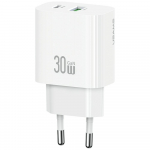 USAMS Laadija 30W 1xUSB-C 1xUSB-A Kiirlaadimine w