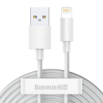 Baseus Lihtne Wisdomi andmekaabli komplekt USB-Lightning 2,4A (2 tk/komplekt1,5 m valge)