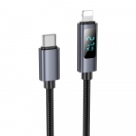 USB-C kaabel Lightning'i hendusega Hoco PD 27W ekraaniga, 1 m, must X112
