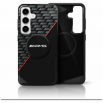 Mercedes AMG kahekihiline Rhombs MagSafe korpus Samsung Galaxy S25 jaoks must/punane