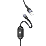 USAMS Kaabel pleciony U48 vlk 1,2m 2A kiirlaadimise LED tsarny/must SJ423USB01 (US-SJ423)
