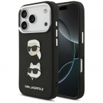 KARL LAGERFELD iPhone'i 17 Pro kest KLHCP17LPSFDHPOK (FW tekstuuriga PU materjal K AND C peakomplekti tihvtiga ja logoga) must