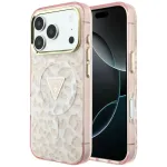 Case Guess IML Leopard Glitter Triangle Logo MagSafe for iPhone 18 Pro / iPhone 17 Pro pink