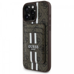 GUESS 4G Stripes mbris koos Magsafe rahakotiga iPhone 16 Pro Maxi jaoks pruun