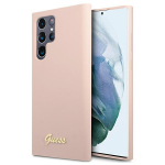 GUESS GUHCS22LLSLMGPP S22 Ultra S908rowy/pink hardcase Silicone Script Metal Logo S22 Ultra S908rowy/pink hardcase Silicone Script Metal Logo