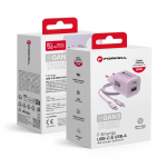 Laadija Forcell F-Energy GaN III Crystal Color USB C + USB A QC4.0 PD 33W + kaabel USB C USB C VT-41 violetne 0INT