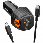 Spigen Oluline EV1133 113W autolaadija 2xUSB-C/USB-A + USB-C/USB-C kaabel must