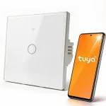 Qoltec Smart Touch 1-kanaliline valjuthistus | Wi-Fi | Ajastaja | Tuya | Smart Life | Karkskva klaas | Valge