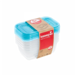 Keeeper Toidunude komplekt ristklikukujuline 5x0,5L Fredo "Fresh" lbipaistev helesinine
