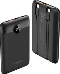 Powerbank Veger C11 (W1170) PD QC3.0 2A 22,5W 10 000 mAh sisemiste USB C / Lightning kaablitega, must
