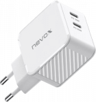 Nevox 65W Dual USB-C PD laadija GaN valge