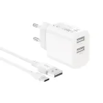 XO seinaseoome CE55 2x USB 2,4A valge + USB-C kaabel