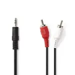 Nedis Stereo audokabel 3,5 mm isekas - 2x RCA isekas 1,5 m must